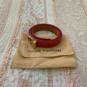 READ DESCR Louis Vuitton Red Monogram Belt w/ Dust Bag Size 36 USED WORN OUT!